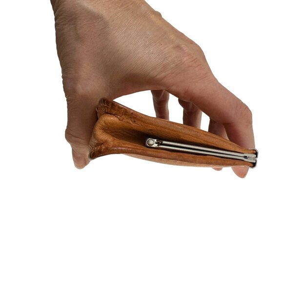 Vintage Fossil Kiss Lock Wallet Card Holder Change Purse Saddle - Picture 4 of 10